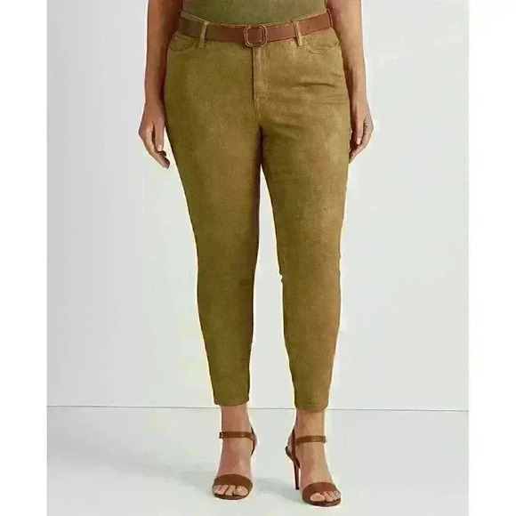 NEW Lauren Ralph Lauren Women's 16 Metallic High-Rise Skinny Ankle Jean NWT $125 - Picture 2 of 2